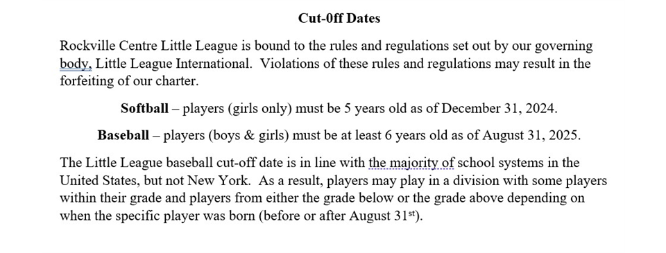 Cut -off Dates